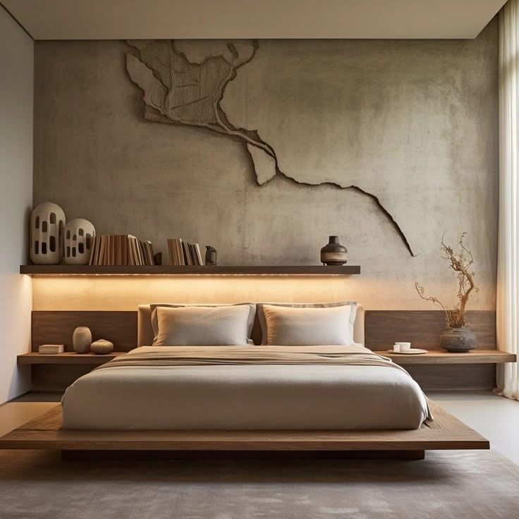 Zen Walnut Platform Bed