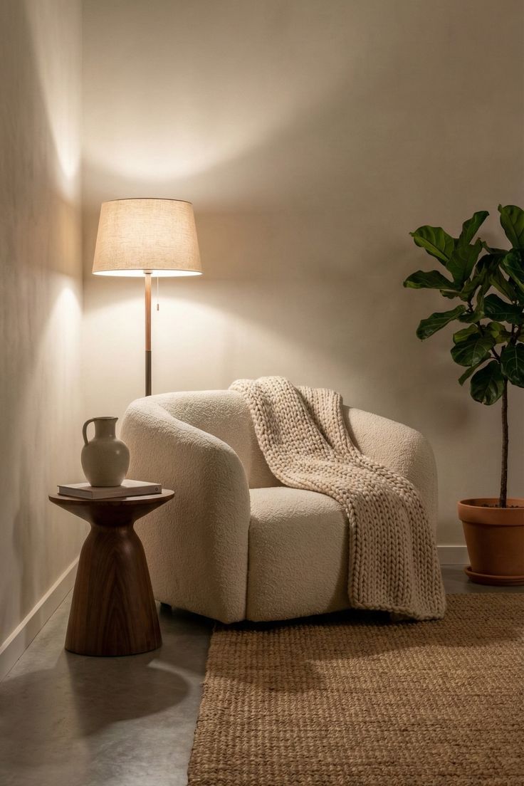 Ivory Boucle Barrel Chair